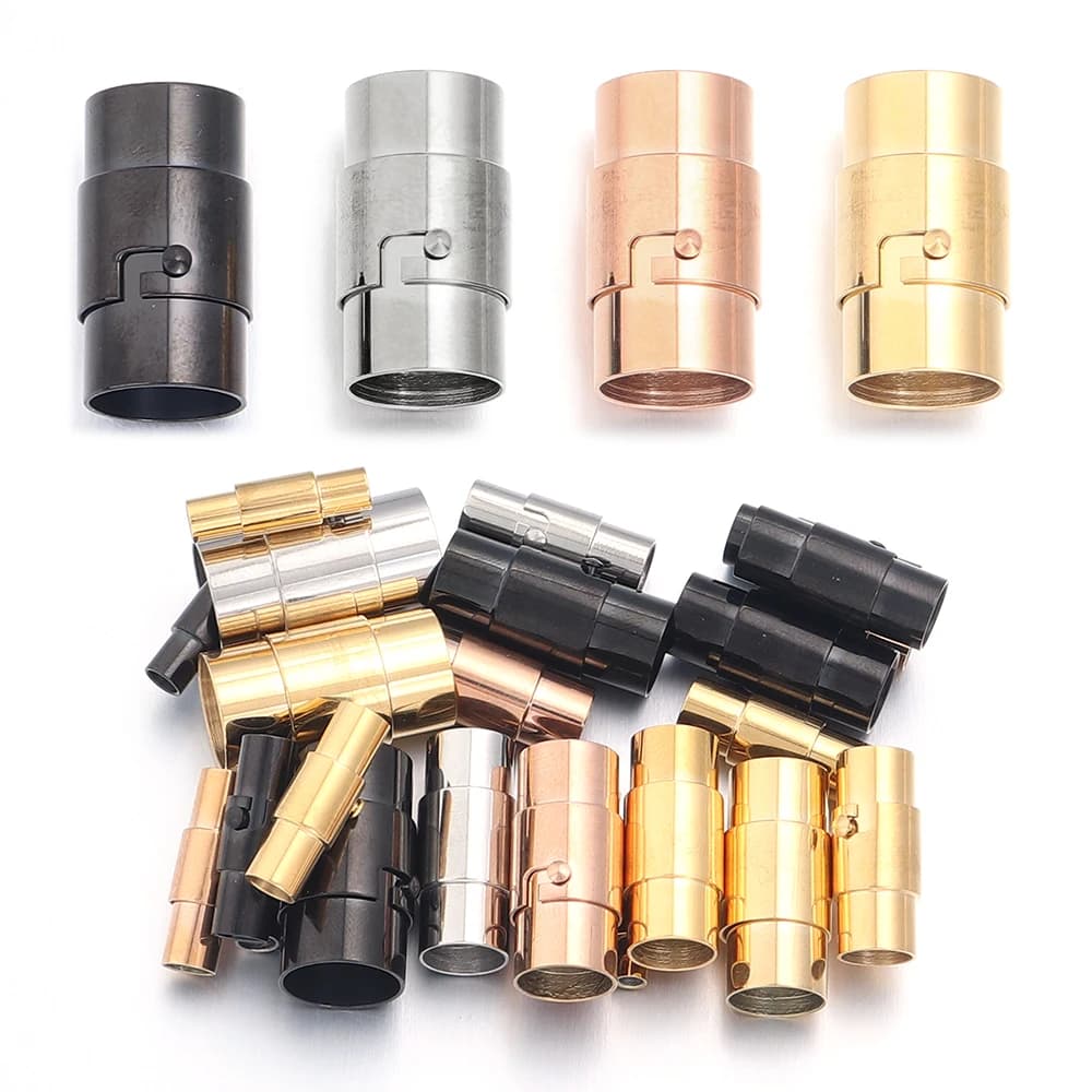 Stainless Steel Strong Magnetic Clasps Leather Cord Terminal Locks Hooks Connectors for creating DIY Jewelry Necklace with Bracelet