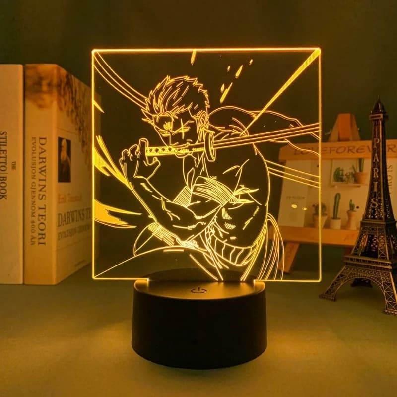 Luce Notturna in Acrilico One Piece Roronoa Zoro, Decorazione Atmosferica per Camera da Letto, Statuetta Luminosa, Regalo