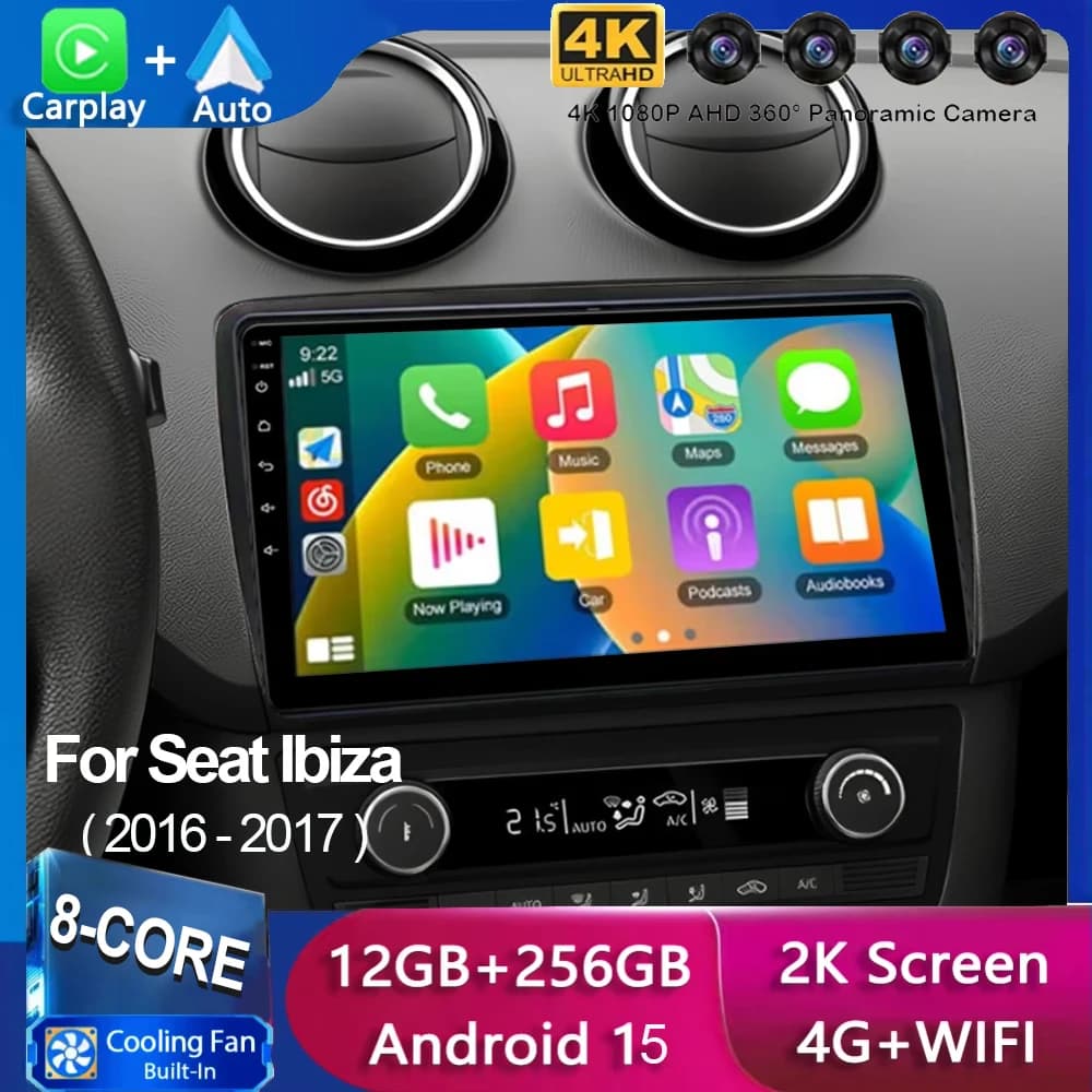 Android 15 Autoradio Lettore Video Per Seat Ibiza 2016 - 2017 2K Multimedia GPS 4G CarPlay Auto Stereo Senza Fili No 2Din