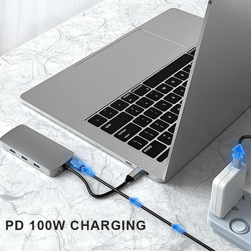 Hub USB C 10 in 1, Adattatore Type-C a HDMI e USB 3.0, Docking Station con PD 100W, Splitter USB-C per MacBook Pro Air M1