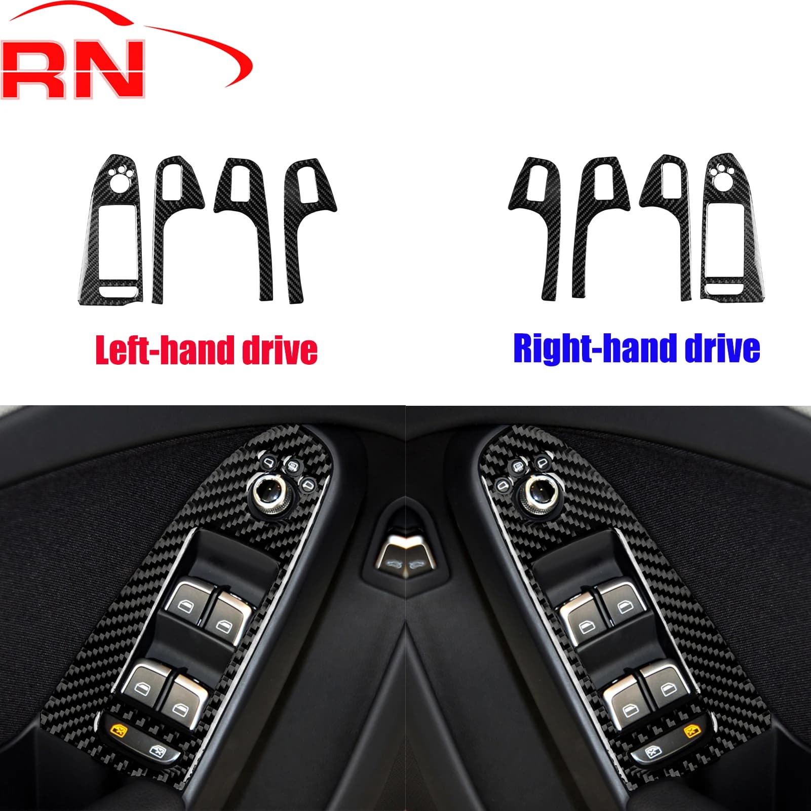 Per Audi A4 B8 09-16 A5 08-17 Q5 09-17 Refit In Fibra di Carbonio Bassa Edizione Finestra Ascensore PannelliAccessori InterniAdesivo Decorativo