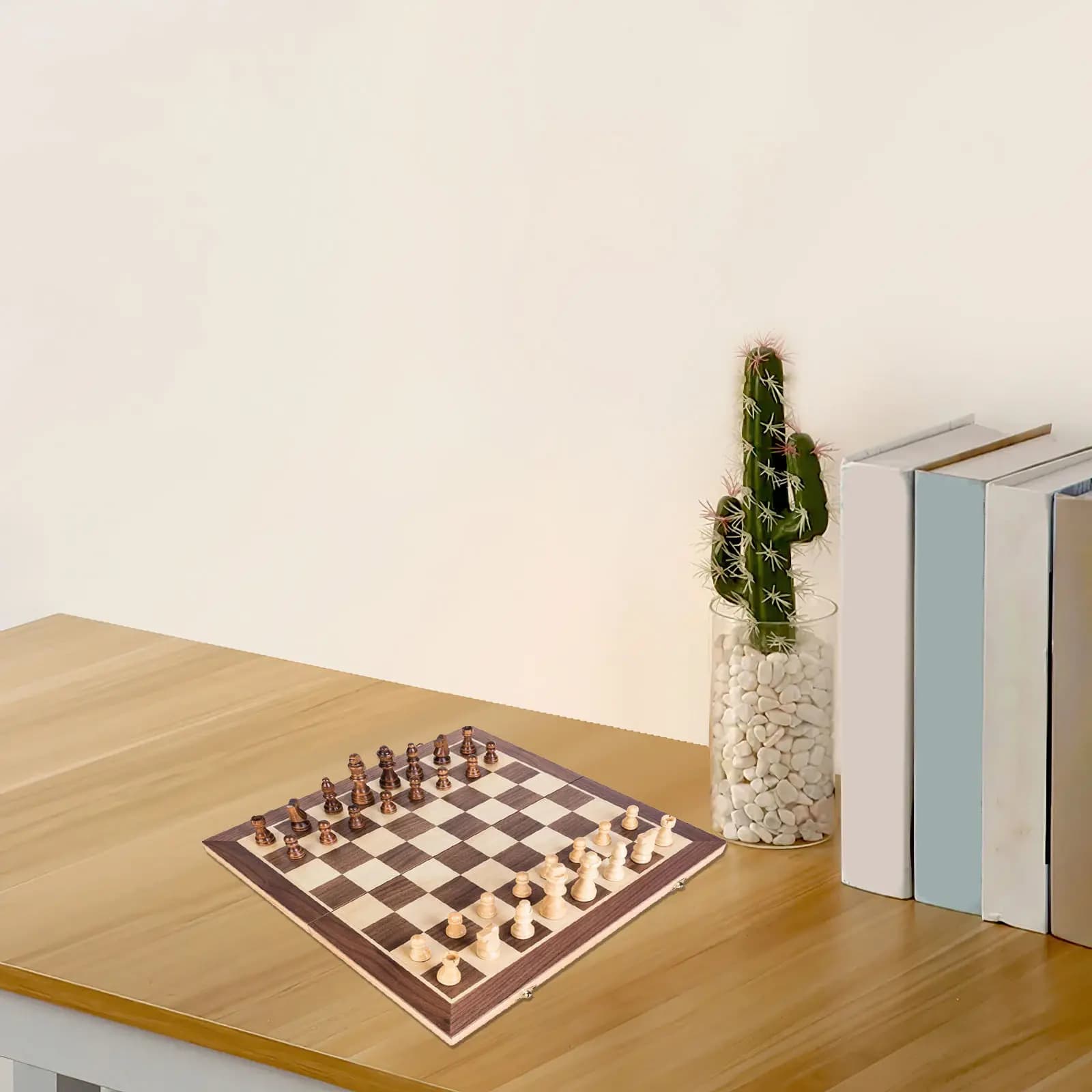 Scacchiera Pieghevole in Legno, Set di Scacchi 40Cm, Gioco da Viaggio Portatile, Gioco Strategico Educativo per Famiglia, Scacchi Internazionali