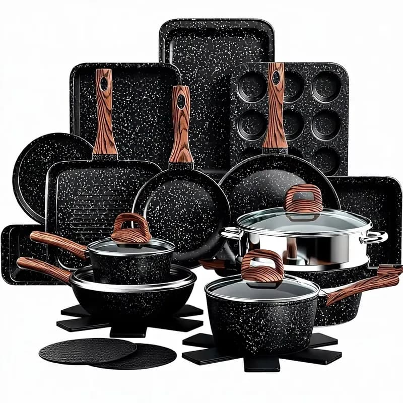 31-Piece Non-Stick Induction Cookware Bakeware Set Anti-Scald Bakelite Handles Pots Frying Pan Grill Pan