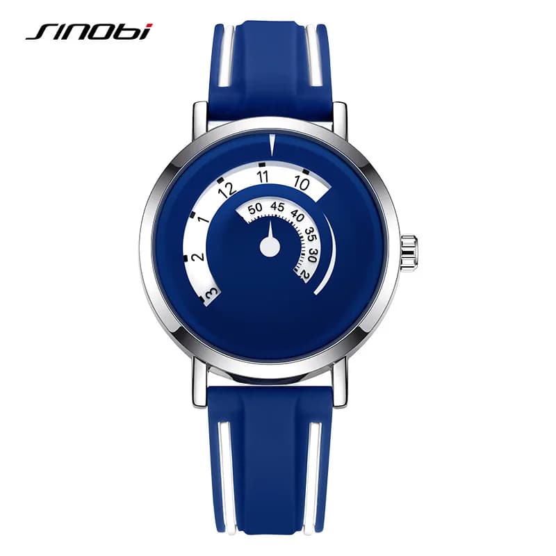Trendy Fashion Creative Quartz Wristwatch for Men with Soft Silicone Strap Ultra Thin Water Resistant Round Dial Paper Box
