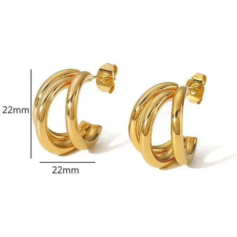 Vintage Multi Layered Hoop Stud Earrings 1 Pair Non Tarnish Titanium Steel Jewelry for Women Birthday Gift Daily Wear