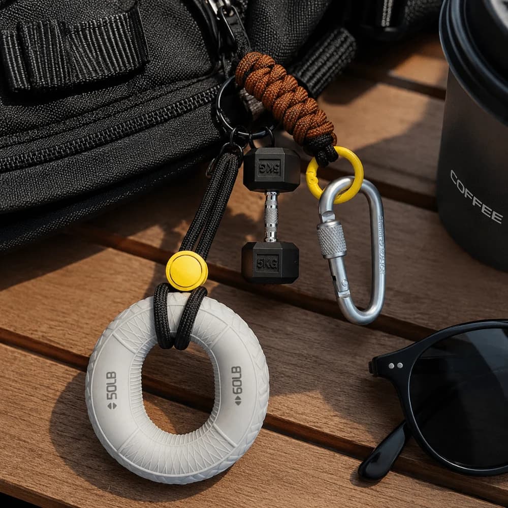 Portable Silicone Fidget Soft Silicone Lightweight Mini Kettlebell Screw Lock Carabiner Adjustable Lanyard Stress Relief