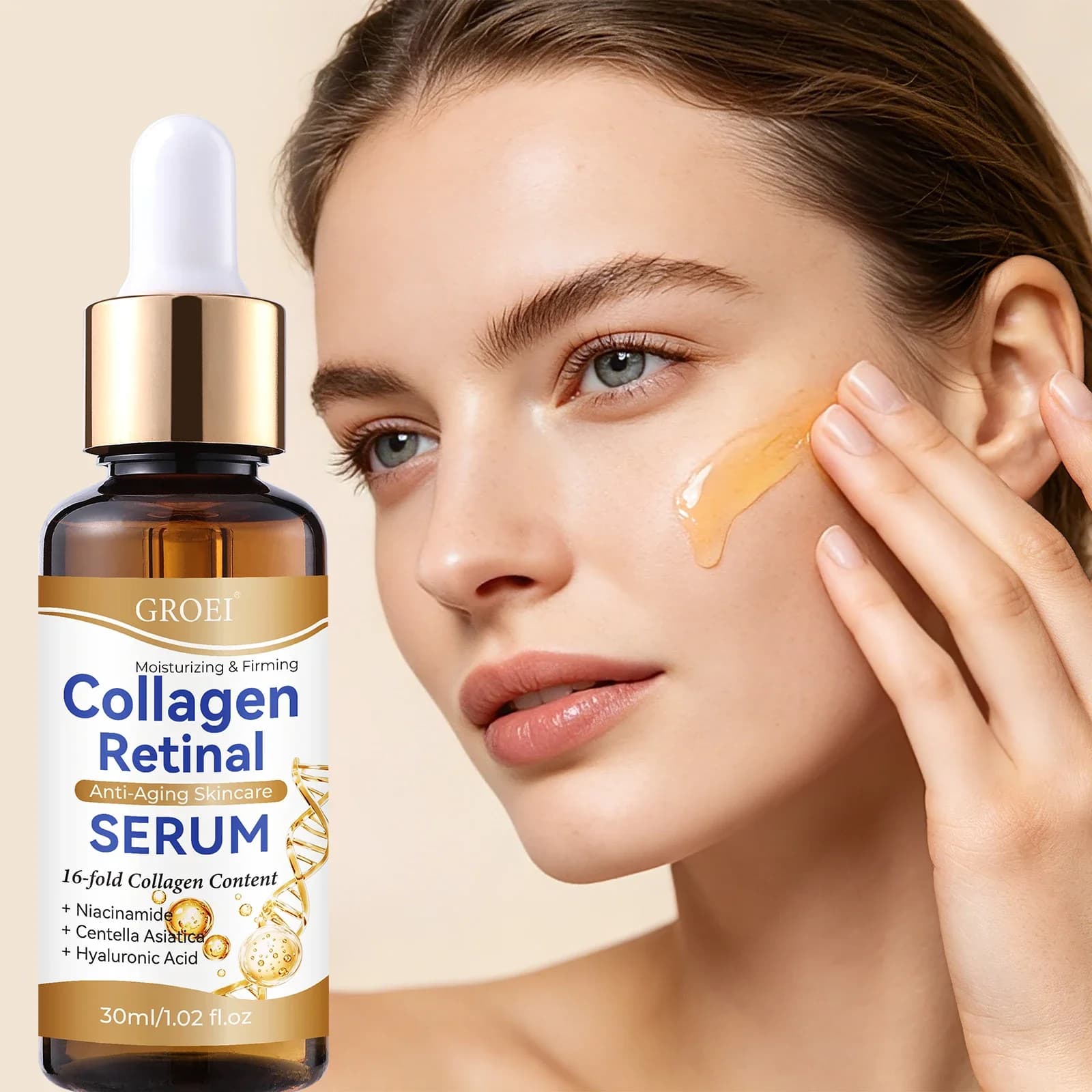 5PCS Collagen Retinal Anti Aging Serum Niacinamide Centella Rice Extract Hydrating Firming Smooth Fine Lines Brighten Skin Care
