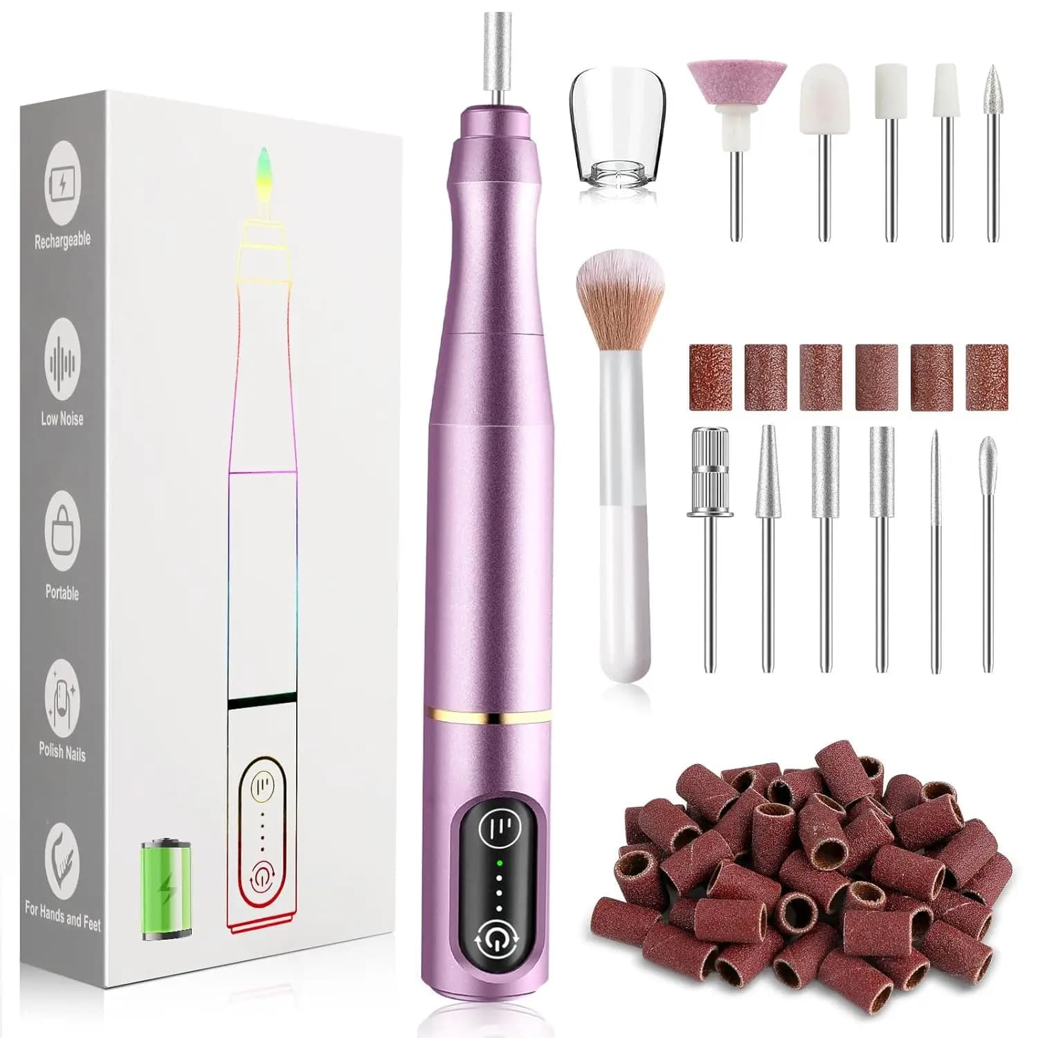 Wireless Nail Drill Kit, Rechargeable Electric Nail Set, Acrylic Gel Nail Polish Remover, Pedicure M
