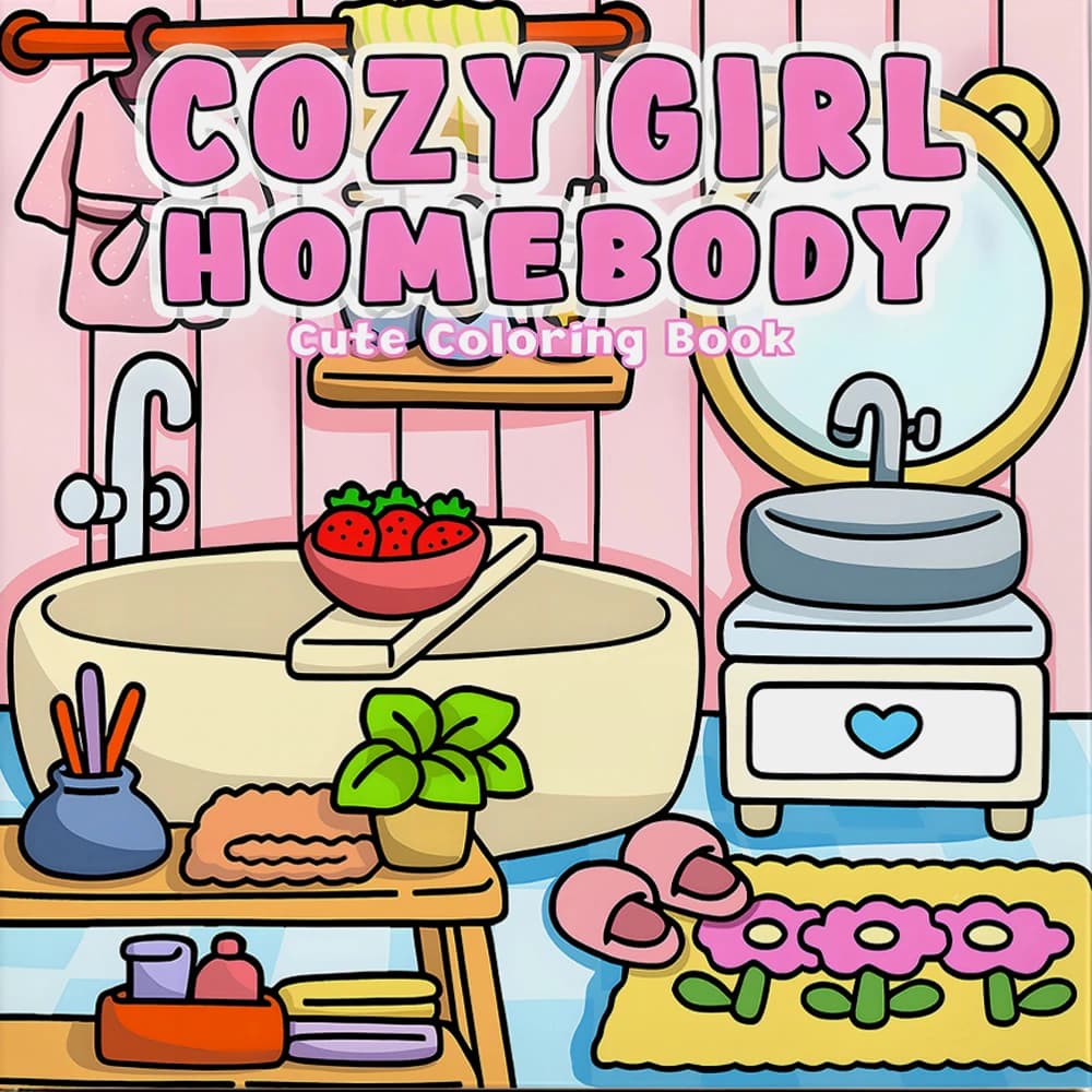 COZY GIRL HOMEBODY CUTE Coloring Book For Adults And Teens Featuring 24 Page For Relaxation Graffiti Painting Drawing