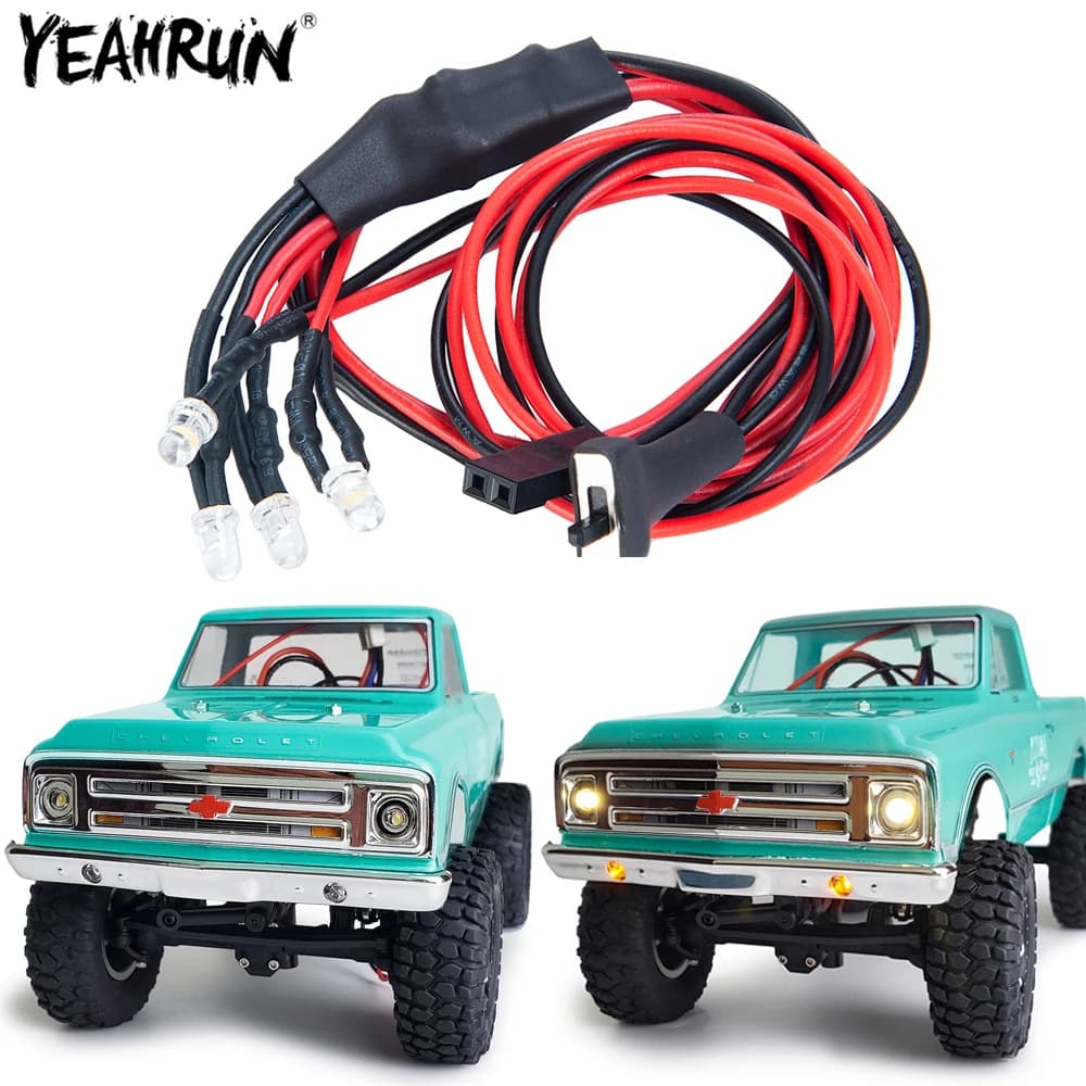 YEAHRUN HA CONDOTTO LA Luce Anteriore Faro Paraurti Lampada Set Per 1/24 Axial SCX24 Catenaccio C10 JLU Gladiatore Bronco RC Crawler Parti di Automobili