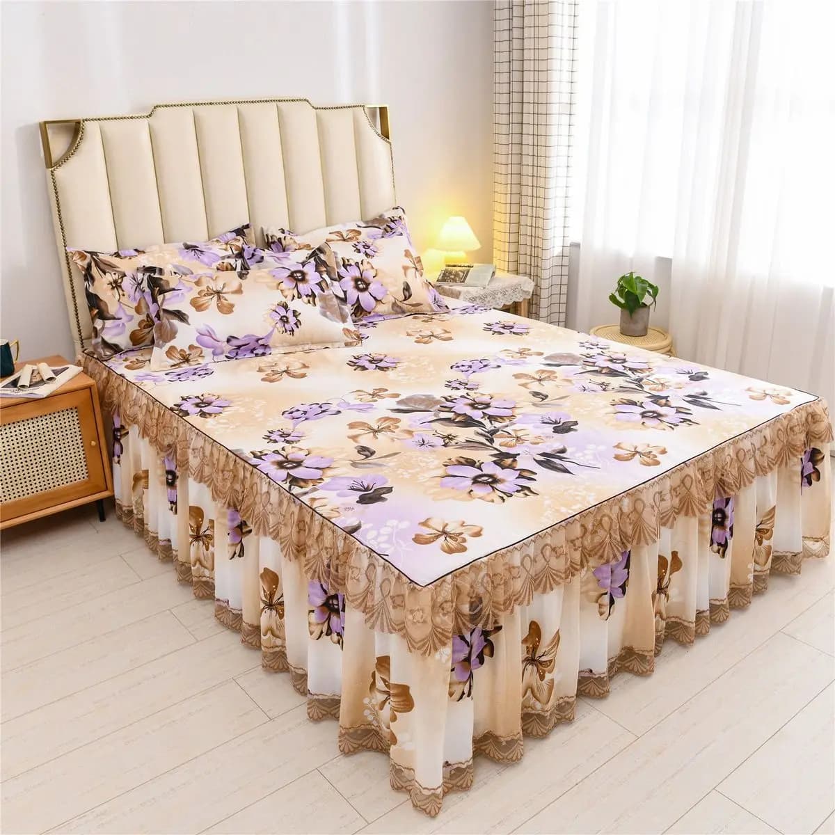 Set da 3 pezzi Primavera ed estate Nuova gonna da letto spazzolata Copriletto Simmons Copriletto protettore Set lenzuola Queen Size Set