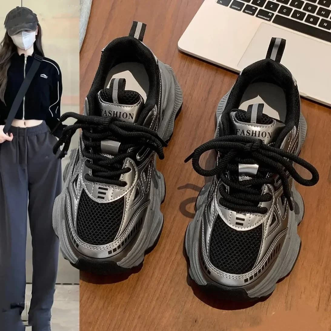 Sneakers with Fashion Platform for Women, Casual Sport Shoes Anti-slip with thick sole, Comfortable Women's Sports Shoes, Zapatos Mujer