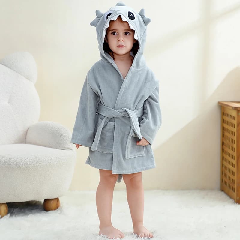 MICHLEY Shark Dinosaur Accappatoio per bambini con cappuccio in cotone morbido asciugamano da bagno per bambini pigiama per bambini ragazzo ragazza bambini 1-5T