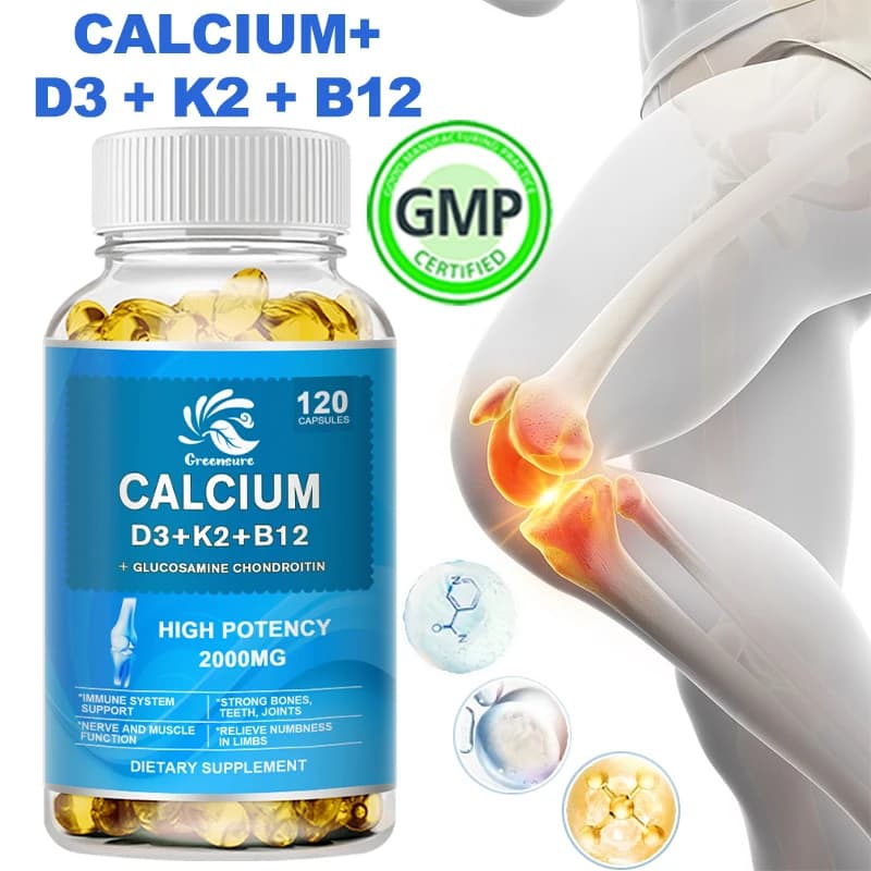 Calcium Vitamin D3 Plus with B12, K2 - Immune with high power food - Support for bone health and mood balance