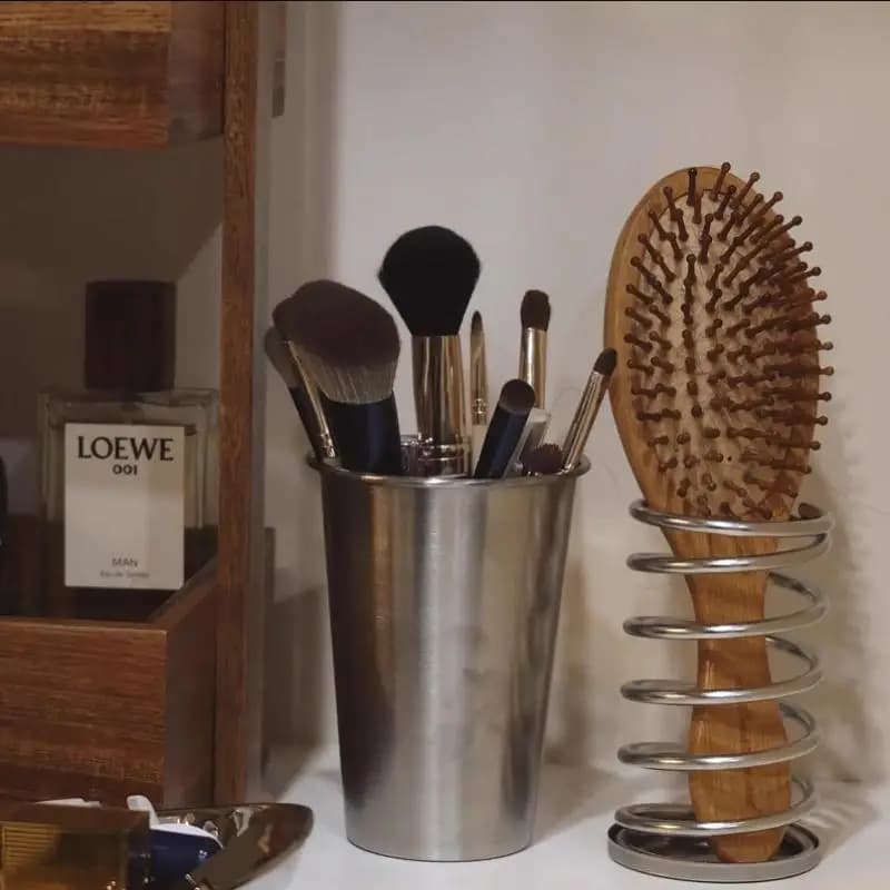 Portapenne in acciaio inossidabile, contenitore portaoggetti, organizer per pennelli da trucco, per camera da letto, bagno, scrivania, ufficio, casa