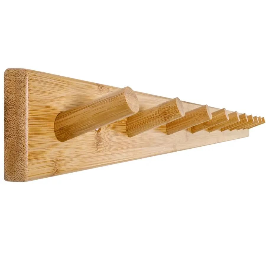 Appendiabiti da Parete, 10 Ganci, 38 cm, Appendiabiti a Muro, Barra Appendiabiti con Ganci per Cappelli, Giacche, Vestiti, Cappotti, Naturale