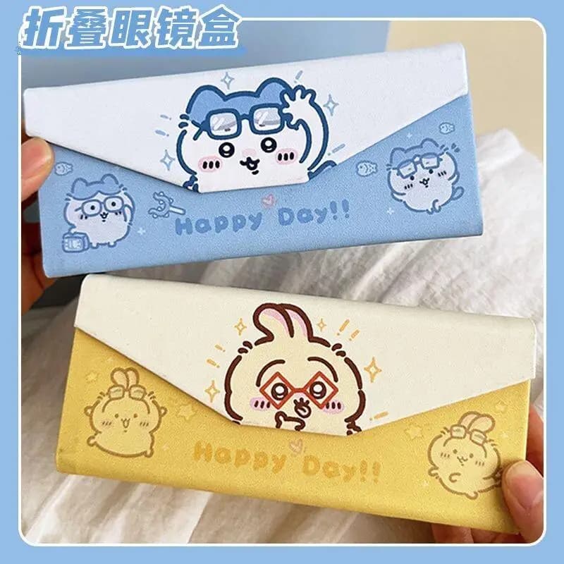 Custodia Pieghevole per Occhiali Anime Chiikawa, Custodia per Occhiali Cartoon Usagi, Scatola Porta Occhiali da Studente Hachiware, Scatola Porta Occhiali da Sole