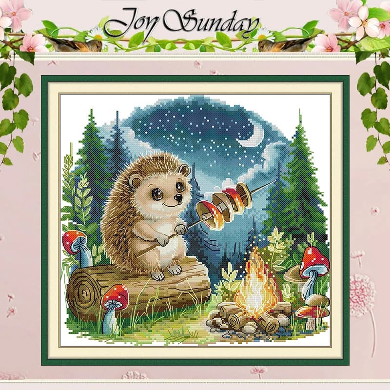 Hedgehog Patterns Counted Cross Stitch Set DIY 11CT 14CT 16CT HD Stamped DMC Cross-stitch Kit Embroidery Needlework Home Decor