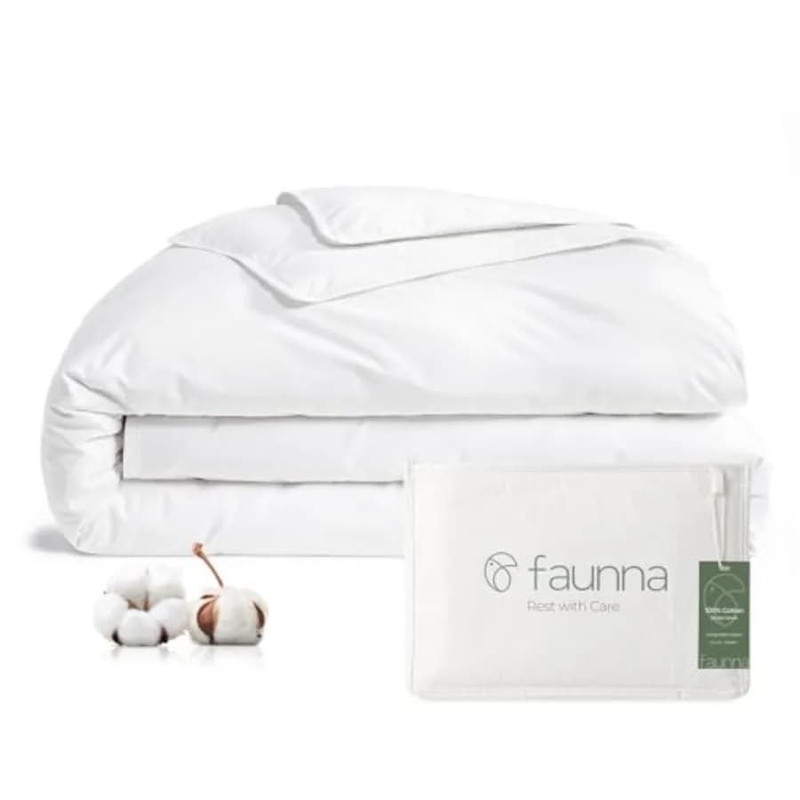 Copripiumino 100% Cotone, Ipoallergenico e Anti-Cimici, Bianco Minimalista con Cerniera, Dotato di Prodotto Antimicrobico