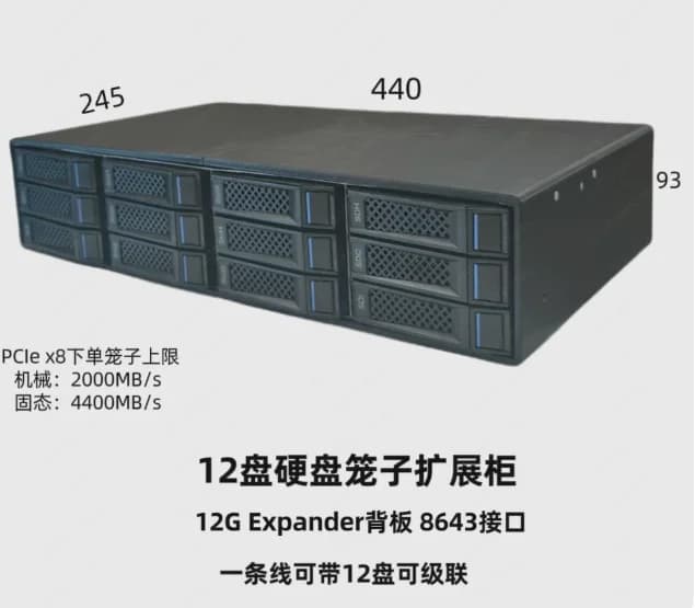 12-Bay Hard Disk Cabinet Nas External Storage Box 12G Backplane Series Cages