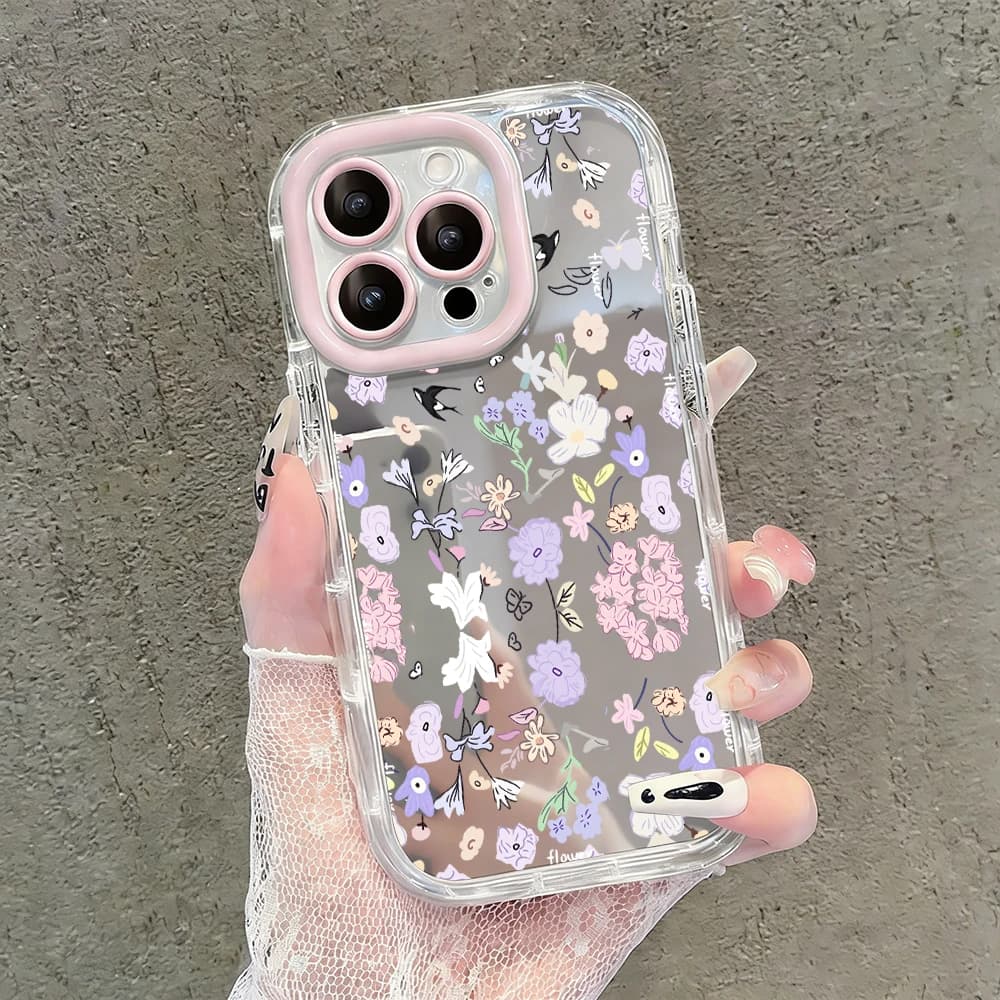 Custodia per telefono con specchio e cuscino d'aria a tema uccellini primaverili per iPhone 17 15 14 16 Pro Max 13 12 11 Pro X XR XS MAX 7 8 Plus 17Air Cover