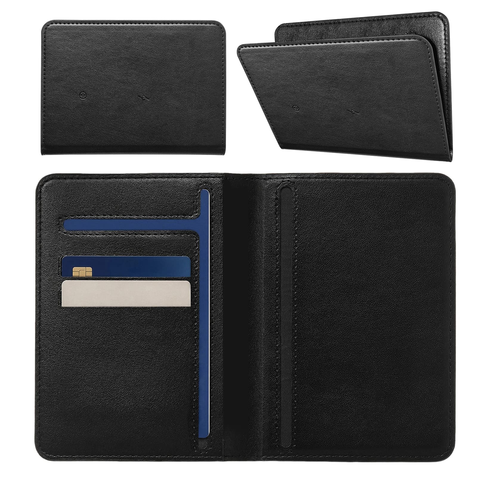 Location Network Passport Holder Anti-Lost Smart Tracker PU Leather Multi-Slot Card Travel Wallet Wireless Charging for