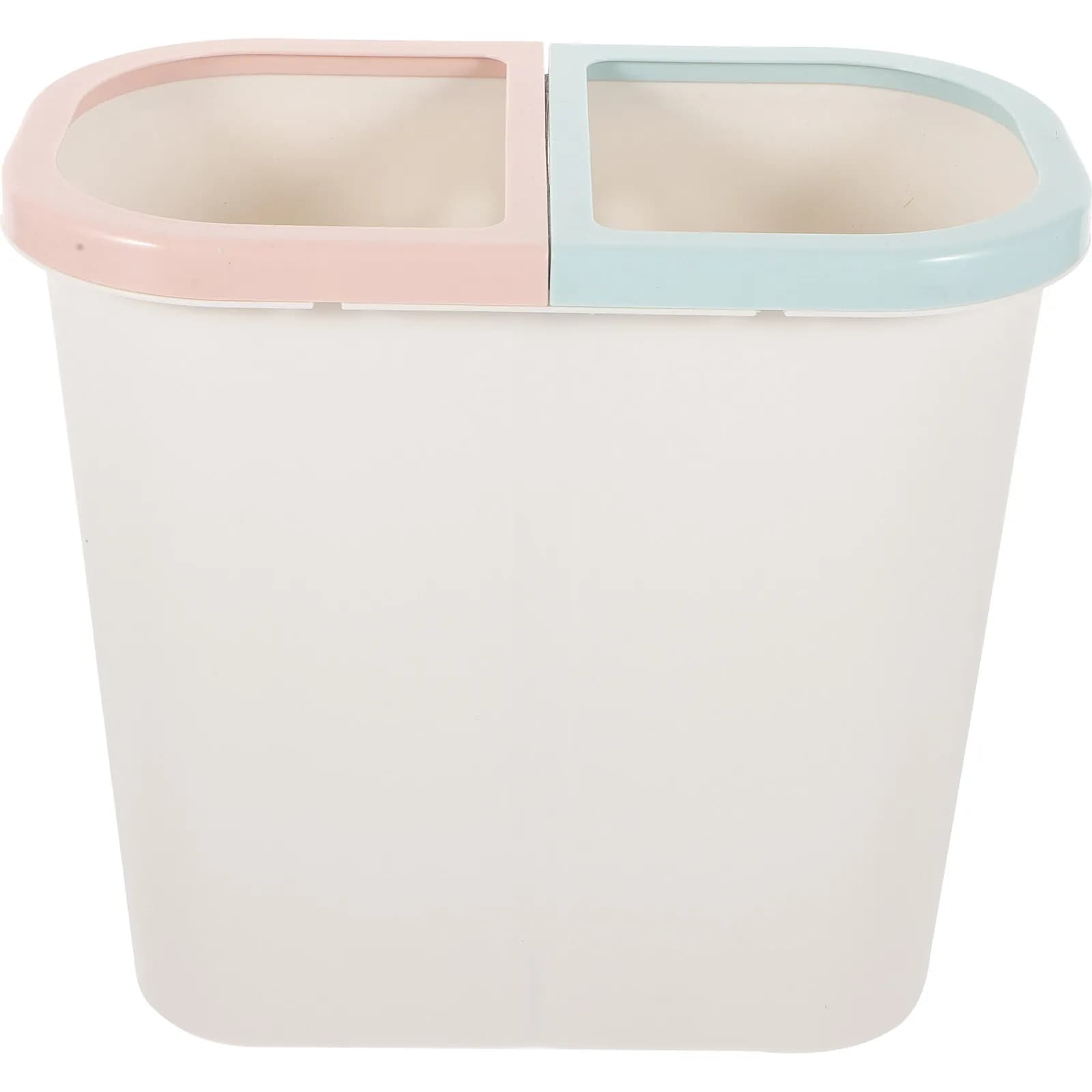 Double Compartment Trash Can for Kitchen Bathroom Office Home Use Space Saving Plastic Waste Bin with Wide Opening White Pedal