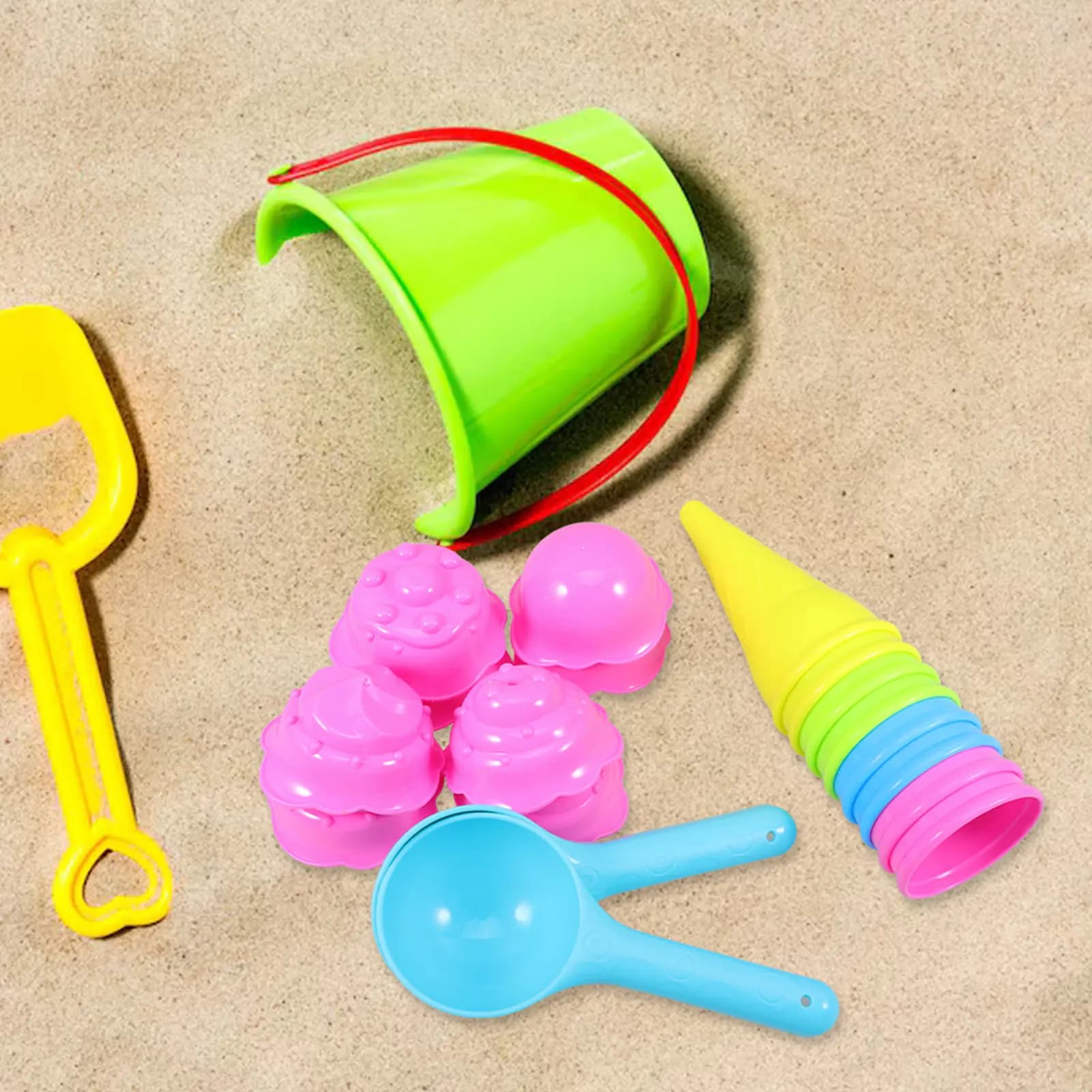 Set di 1 stampo per coni gelato, attrezzatura da spiaggia per bambini, colori vivaci, kit per scultura nella sabbia in plastica sicura, abilità motorie fini