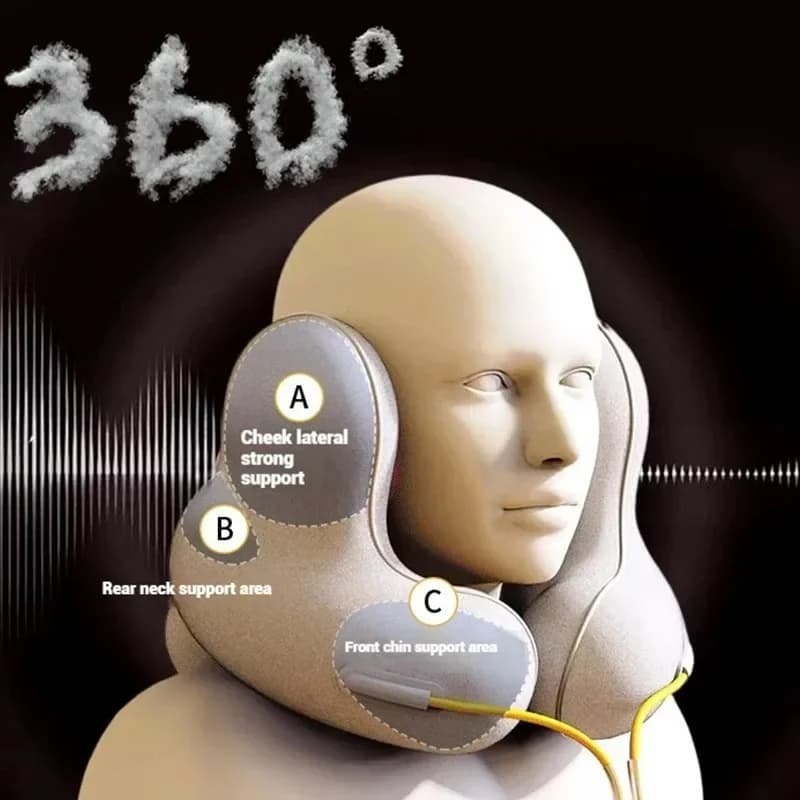 Cuscino Massaggiante per il Collo con Bluetooth e Riscaldamento | Massaggiatore portatile a forma di U con riduzione del rumore | Essenziale per il Sonno Profondo