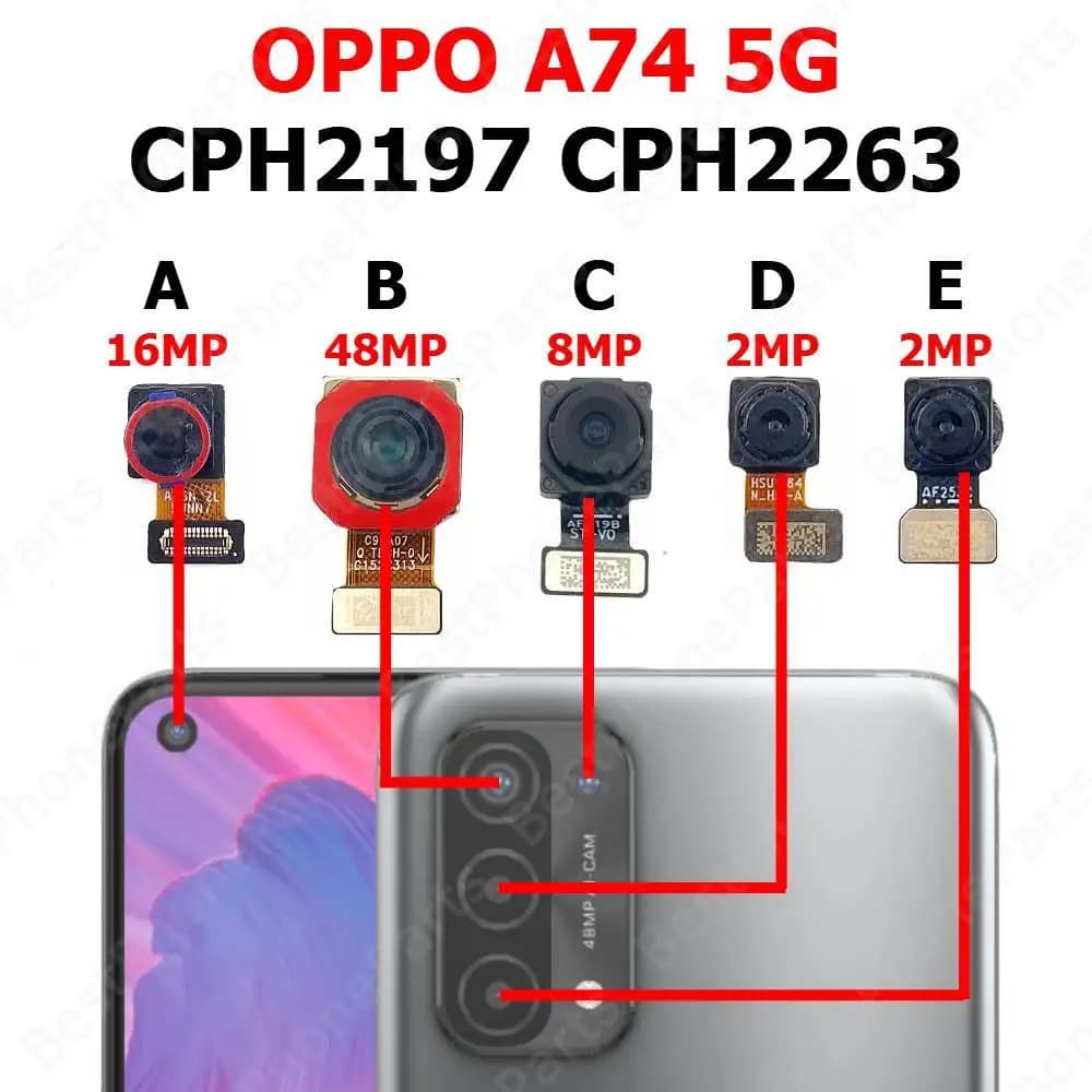 Rear Front Camera For OPPO A74 5G CPH2197 CPH2263 Backside Facing Frontal Selfie Back Camera Module Mobile Phone Parts
