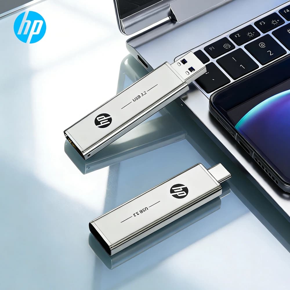 Chiavetta USB 3.2 Type-C HP a Doppia Interfaccia in Metallo, Penna USB ad Alta Velocità 100MB/s 64GB 128GB 256GB per iPhone 15/16/17