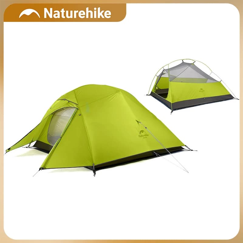 Naturehike Cloud Up 3 Person Camping Tent Portable Lightweight Backpacking Tent 20D210T Nylon Waterproof Beach Tent Double Layer