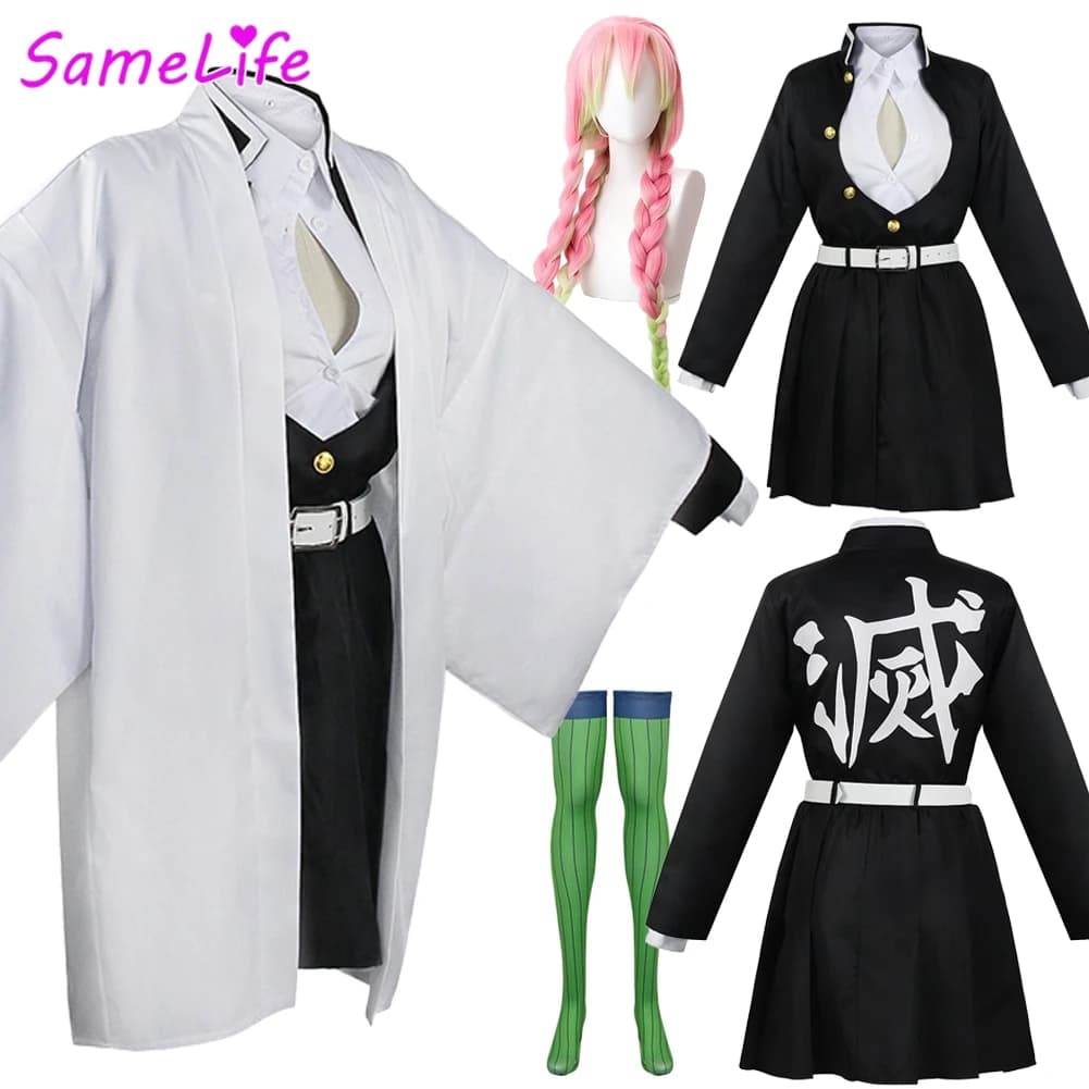 Fantasia Kanroji Cosplay Mitsuri Kimono Parrucca Anime Diavolo Murderer Disfraz Costume Donna Fantasia Halloween Carnevale Abiti da festa