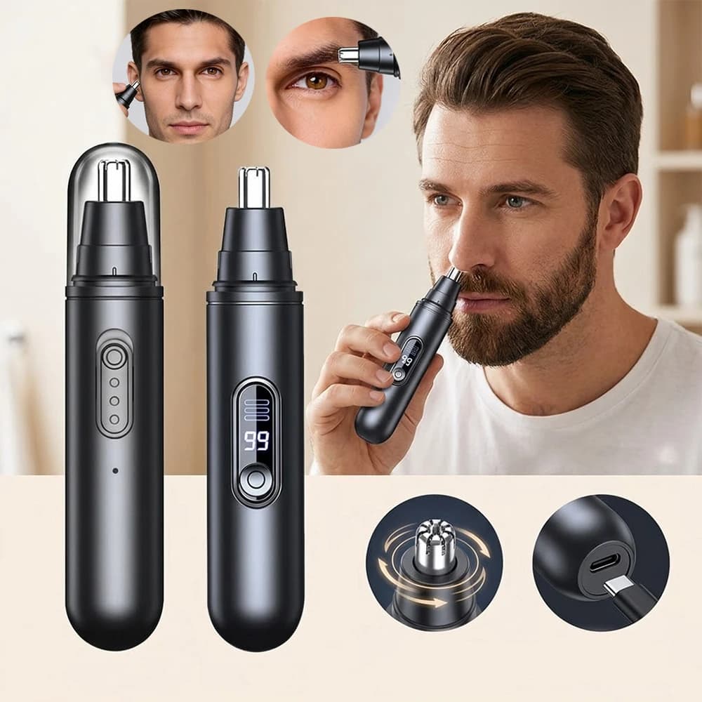 Rimuovi Peli Nasali ed Auricolari Elettrico per Uomo, Mini Trimmer Portatile Ricaricabile Indolore per Naso e Sopracciglia
