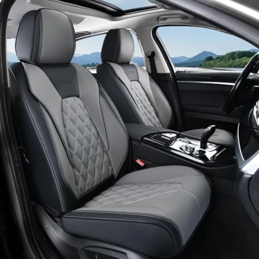 Coprisedili in Ecopelle per Auto, Set da 2, Impermeabili, Universali, Protezione per Sedili Auto, Cuscino per Sedile