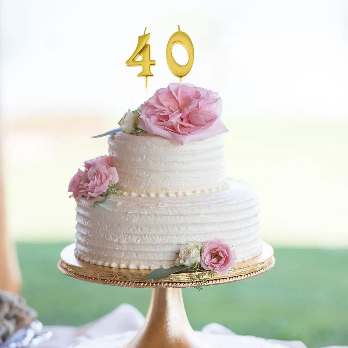 2 Candeline Numeriche Dorate in Paraffina per Torta di Compleanno Numero 40, Decorazioni per Feste, Matrimoni e Anniversari
