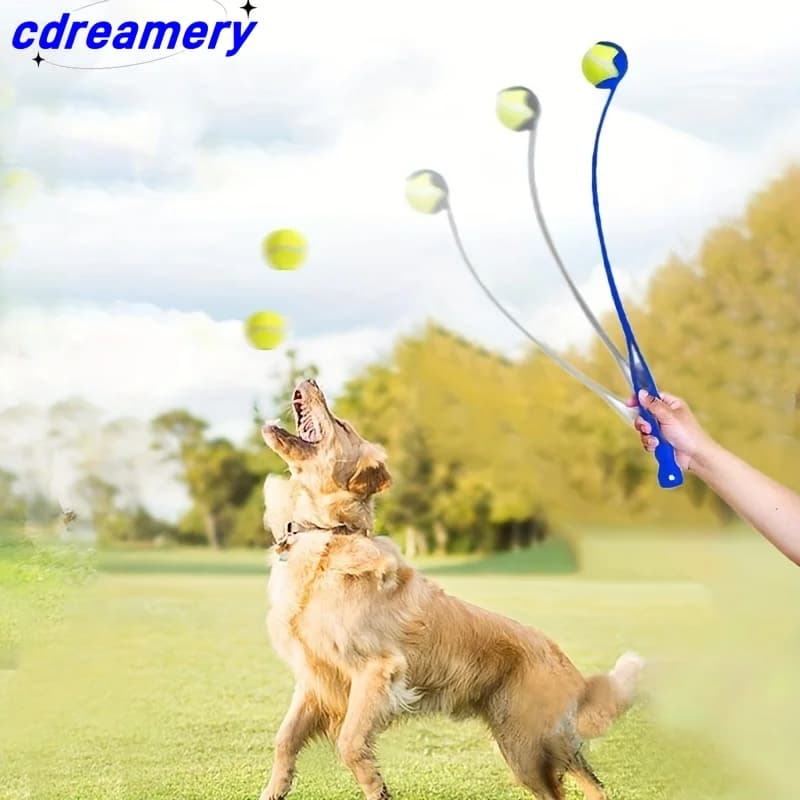CDY Bastone per lanciare palline da tennis - Giocattolo interattivo per addestramento per cani all'aperto, lanciatore di palline durevole per esercizi canini e allenamenti di gioco