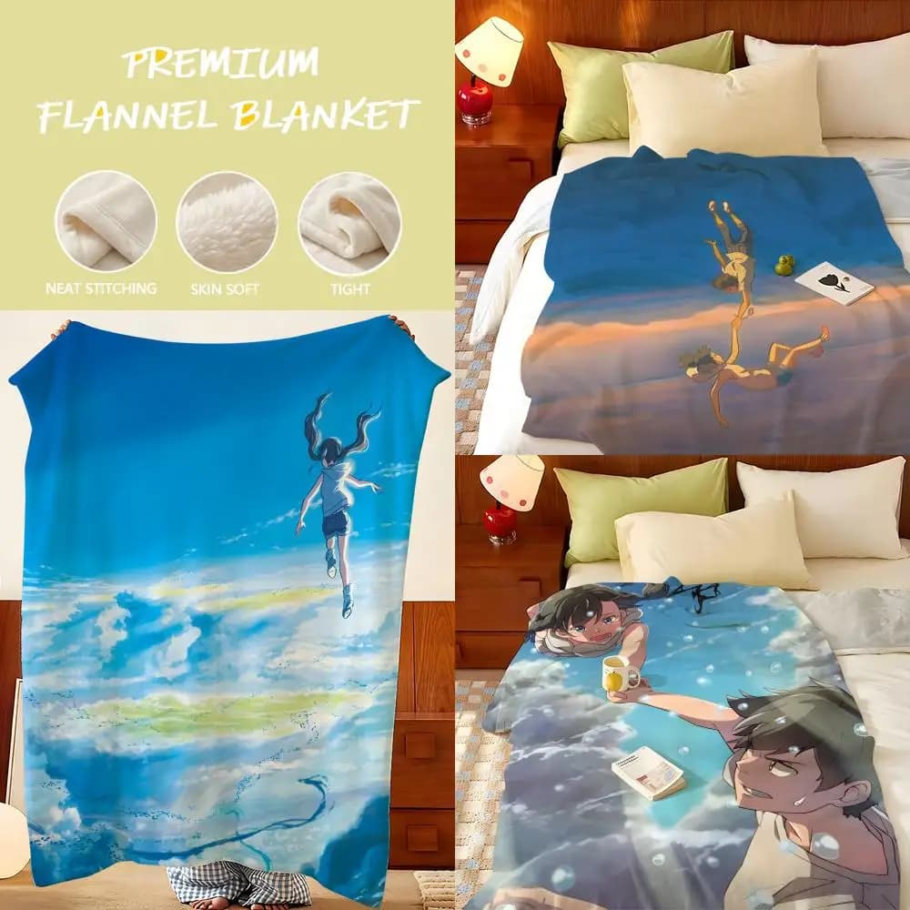 Anime W-Weathering w-with Y-You Throw Flannel Throw Blanket, Lightweight Cozy, Durable Washable cute Cool