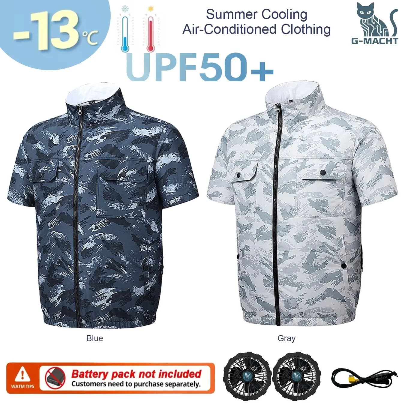 Giacca rinfrescante a maniche corte G-MACHT da uomo con ventola USB, abbigliamento climatizzato per esterni, lavoro, pesca, protezione dal calore, gilet rinfrescante