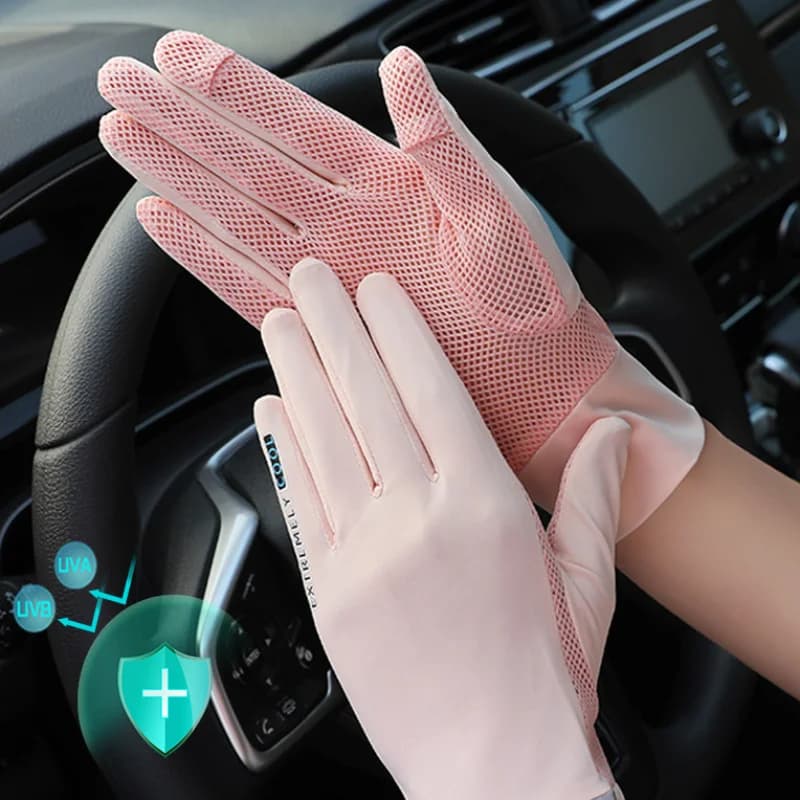 Guanto in rete traspirante estate anti-uv universale guida in auto corsa ciclismo pesca sport guanto sottile in seta di ghiaccio per uomo donna