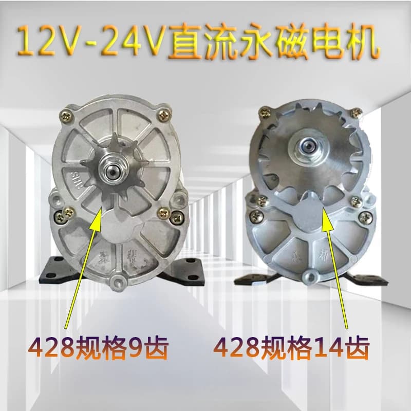 Motore DC 12V/24V 500W per Frittura di Castagne e Arachidi, Frutta Secca, con 200 RPM, Alta Coppia, Motore per Fertilizzazione 9 Denti/14 Denti