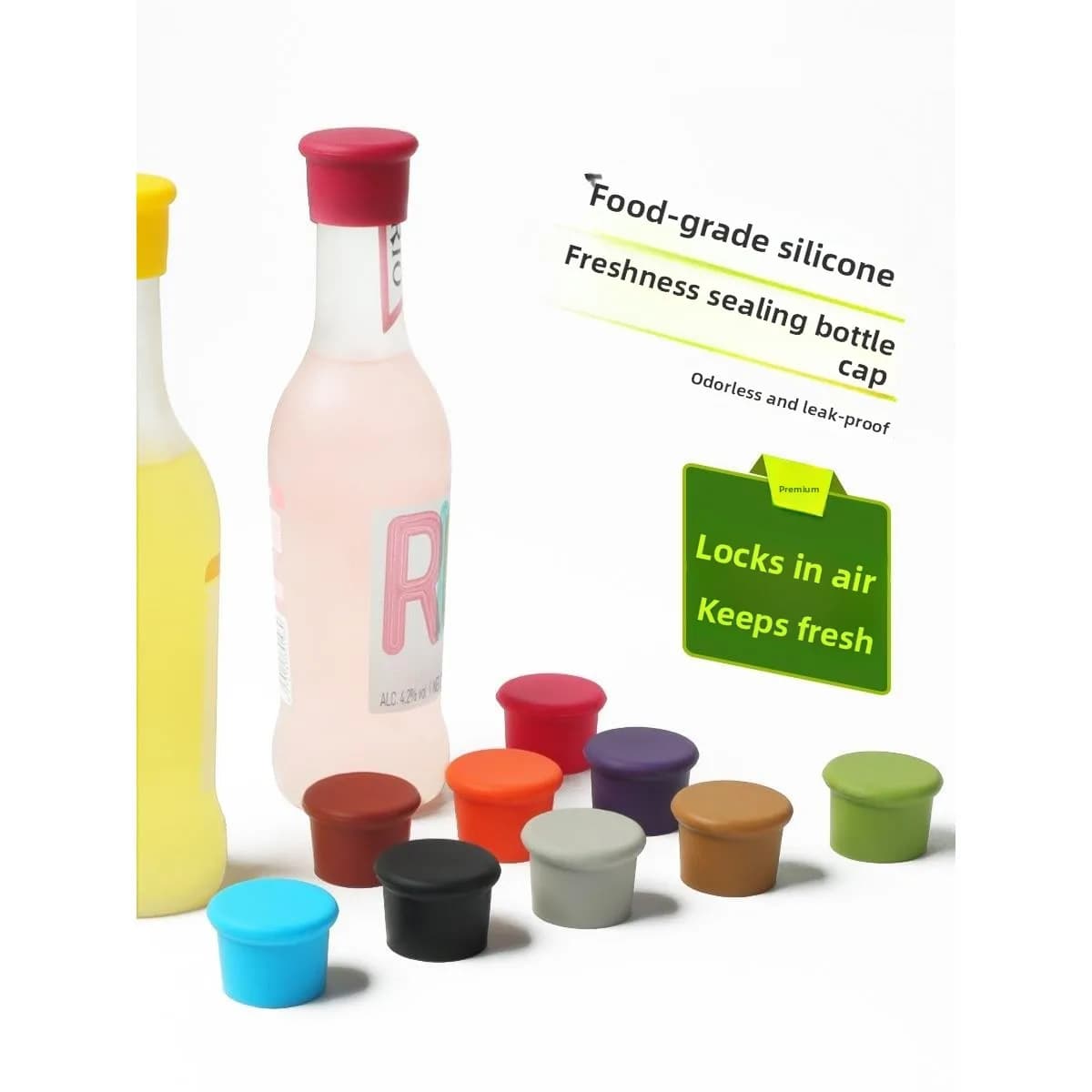 Tappi in Silicone Ecologici per Bottiglie di Birra, Vino Rosso, Soda e Bottiglie di Vetro, Tappi per Bottiglie di Condimenti Mesterco