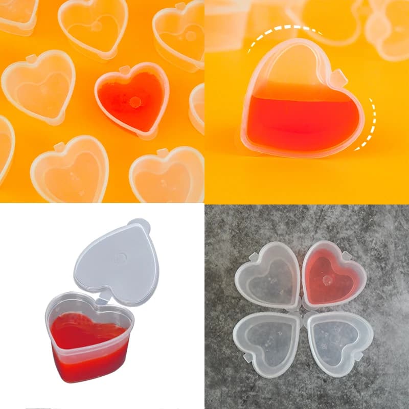 10 Pezzi Contenitori in Plastica per Salse da Asporto, Scatole Trasparenti per Alimenti con Coperchi a Cerniera, Contenitori per Pigmenti e Vernici, Confezioni Monouso Portatili