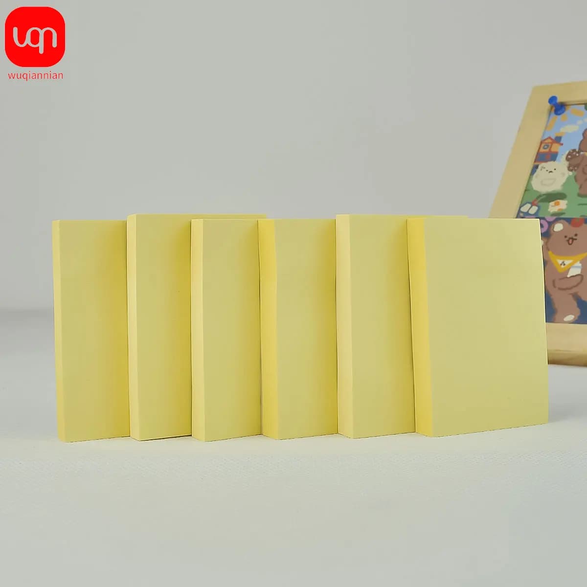 WQN-3/6 pezzi Blocco note autoadesivo Quaderno monocromatico portatile, adesivo per messaggi in carta per posizione di cancelleria per ufficio scolastico