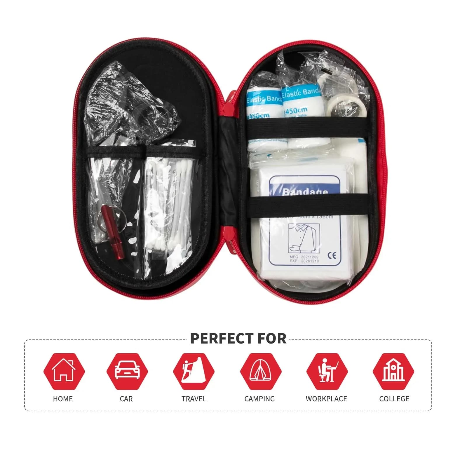 Requisiti delle scatole del kit di benda di primo soccorso a forma di pillola impermeabile portatile per famiglie da viaggio all'ingrosso con logo in plastica dura
