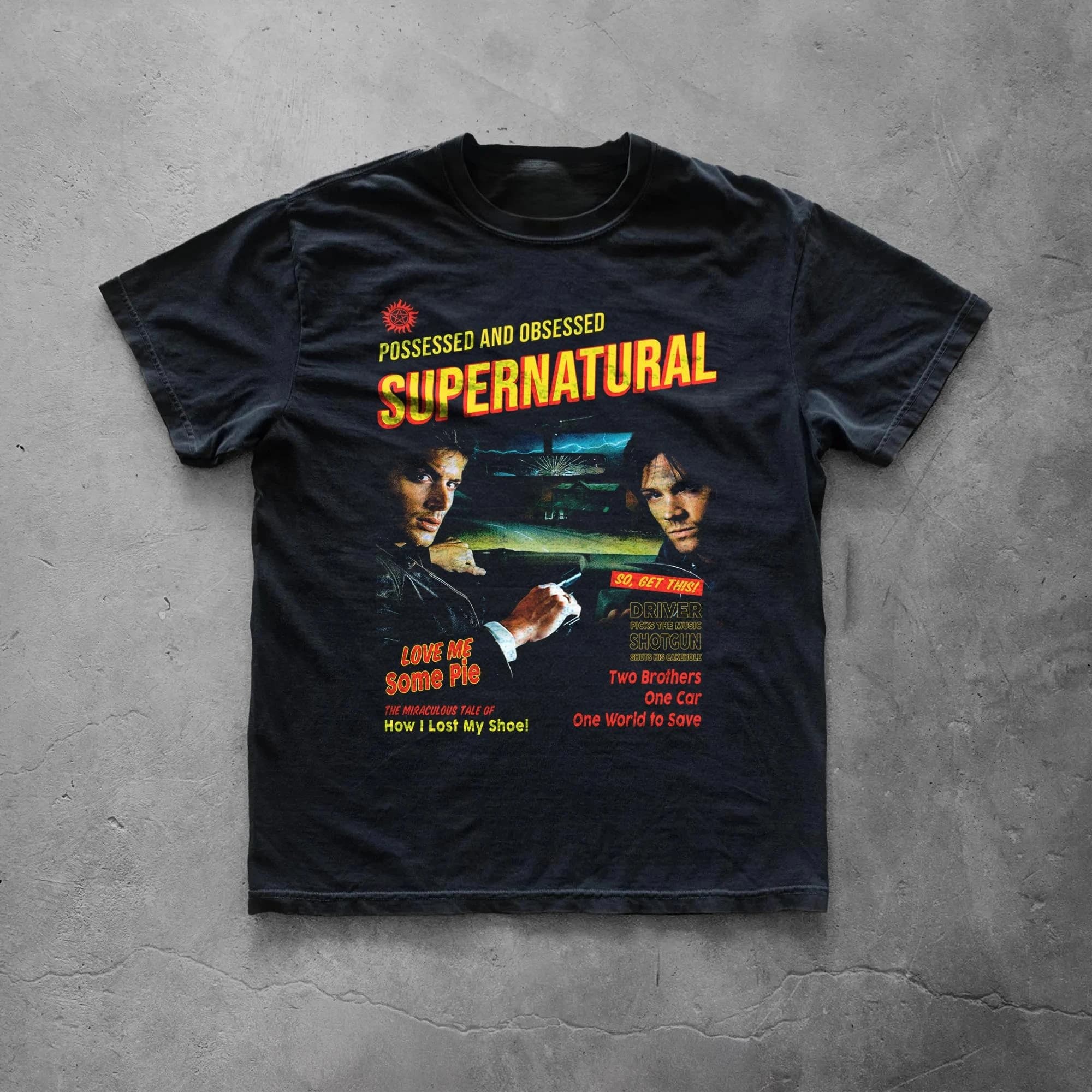 Supernatural Vintage Graphic T-Shirt Winchester Brothers TV Series Tee Retro Horror Shirt