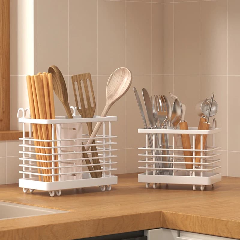 Household kitchen countertop, chopsticks, drain rack, knife, fork, spoon, cutlery storage and organizing rack