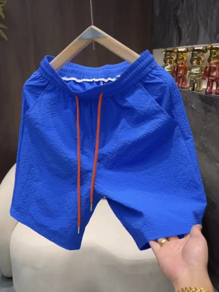 Pantaloncini Estivi da Uomo alla Moda, a Rete, ad Asciugatura Rapida, Traspiranti, a Cinque Quarti, per Esterni e Spiaggia, con Elastico in Vita, Stile Giovanile