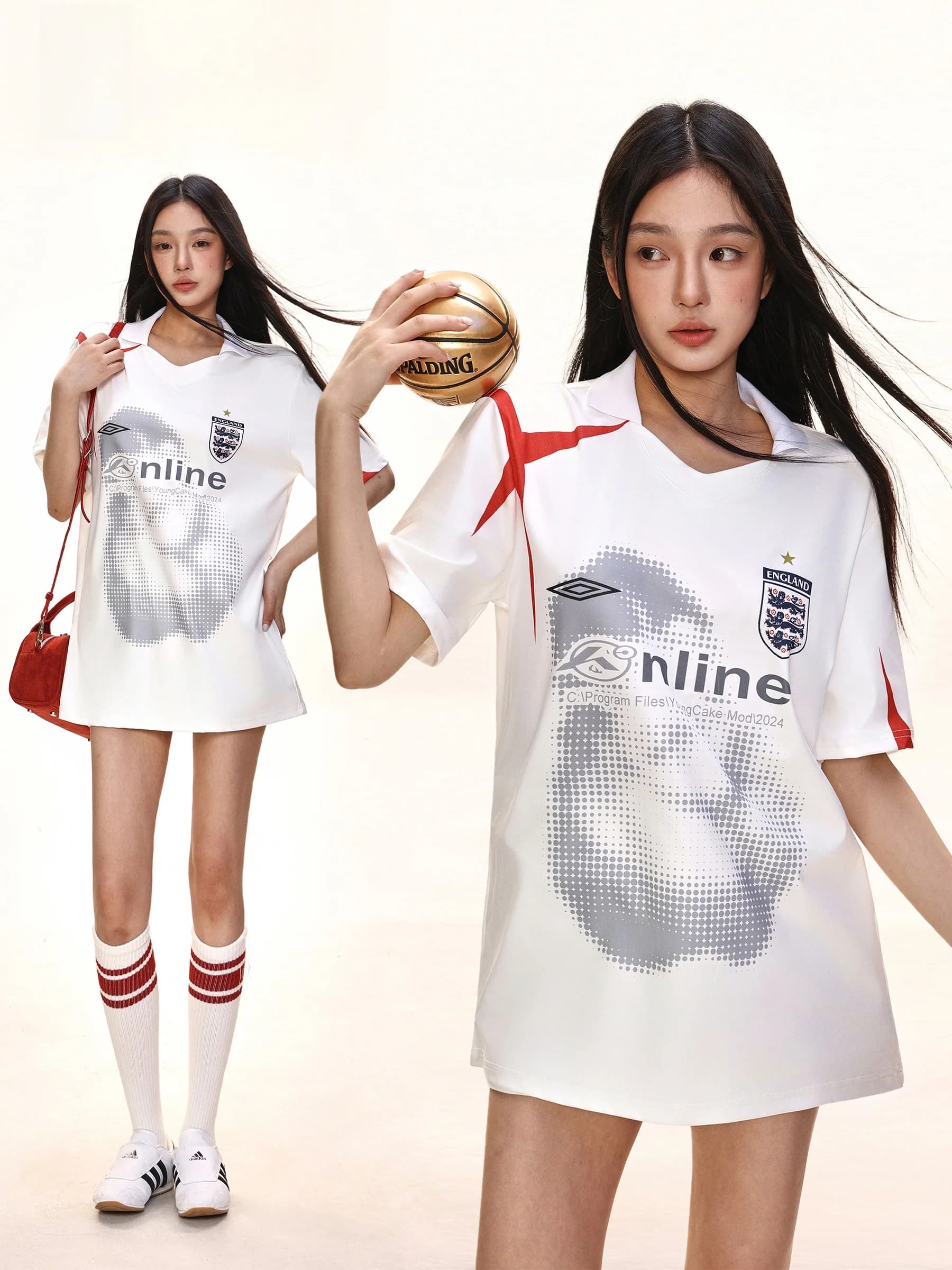 American Style Short Sleeve T-Shirt Casual Loose Fit Summer Sportswear Women's V-Neck Printed Top Color Block Design