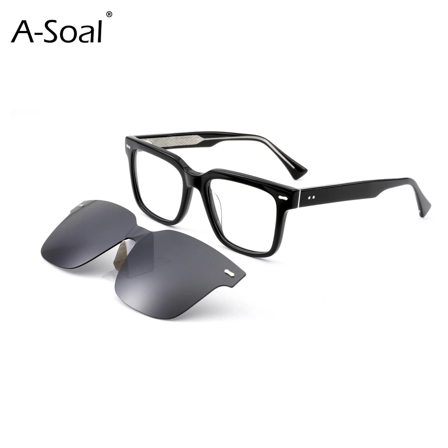 A-Soal 3805 Occhiali da Sole Magnetici Polarizzati Unisex con Montatura in Acetato Floreale e Aste con Chiusura a Perno, Protezione Anti-UV per Esterni, Occhiali alla Moda